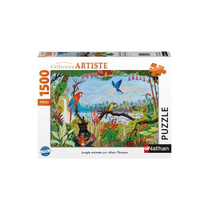 Nathan-Puzzle 1500 pieces-Jungle animée/Alain Thomas-Adultes et enfants des 14 ans-Puzzle de qualité supérieure-12000942