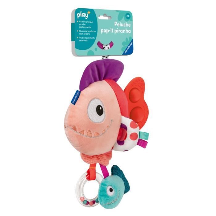 Ravensburger play+, Peluche pop-it - Piranha rouge , 6-36 mois, Premier âge, bébé