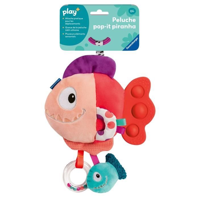 Ravensburger play+, Peluche pop-it - Piranha rouge , 6-36 mois, Premier âge, bébé