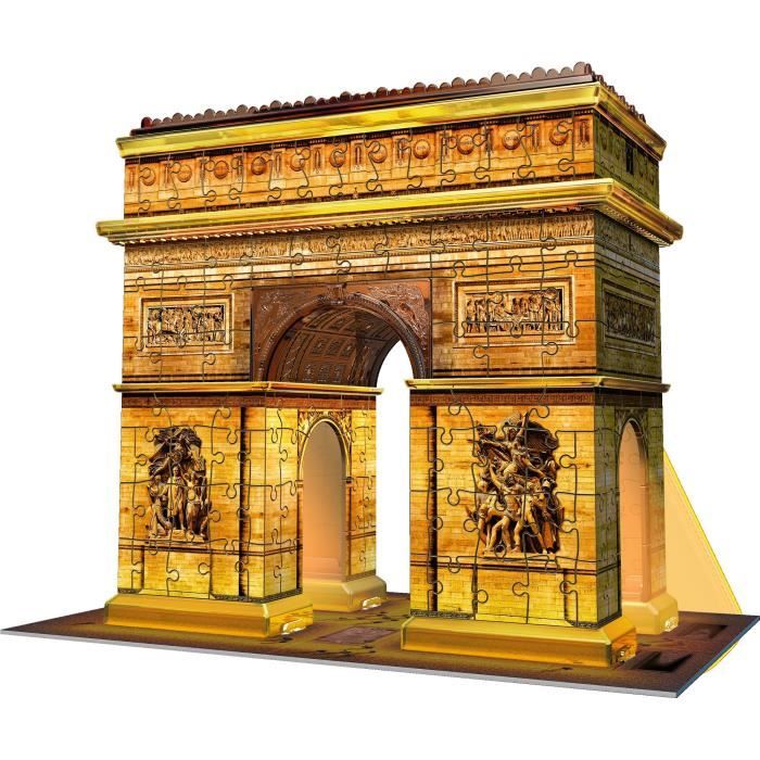 Puzzle 3D Arc de Triomphe illuminé - Ravensburger - 216 pieces - sans colle - avec LEDS couleur - Enfant 8 ans