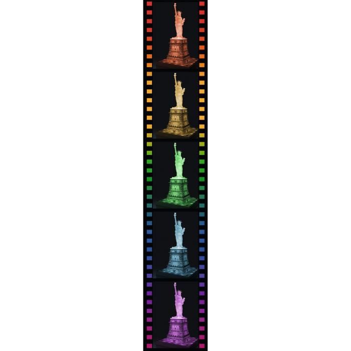 Puzzle 3D Statue de la Liberté illuminée - Ravensburger - Monument 108 pieces - sans colle - avec LEDS couleur - Des 8 ans