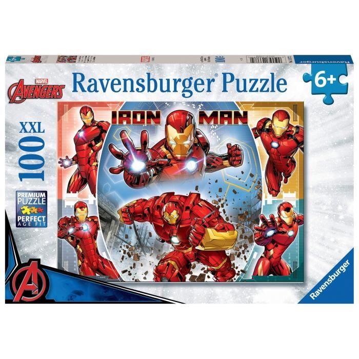 Puzzle 100 pieces XXL, Le puissant Iron Man / Marvel Avengers, 00013377, A partir de 6 ans, Ravensburger, MARVEL HEROS