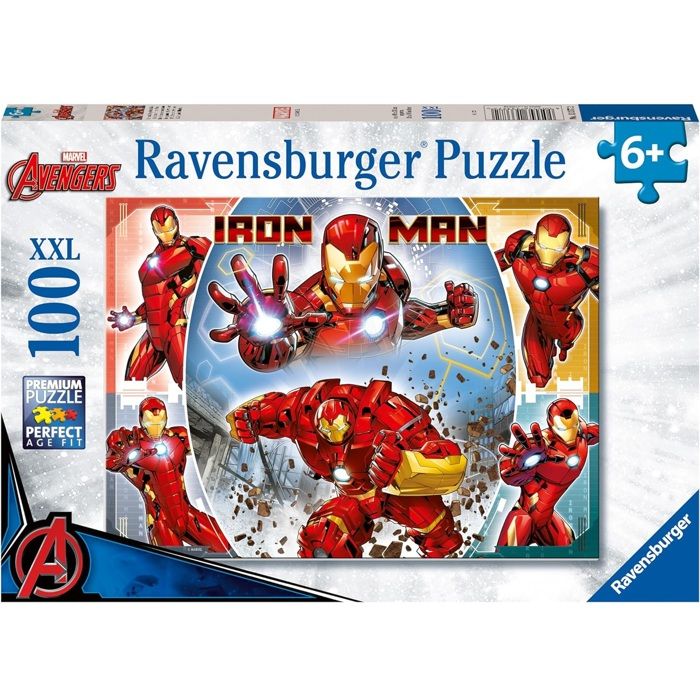 Puzzle 100 pieces XXL, Le puissant Iron Man / Marvel Avengers, 00013377, A partir de 6 ans, Ravensburger, MARVEL HEROS