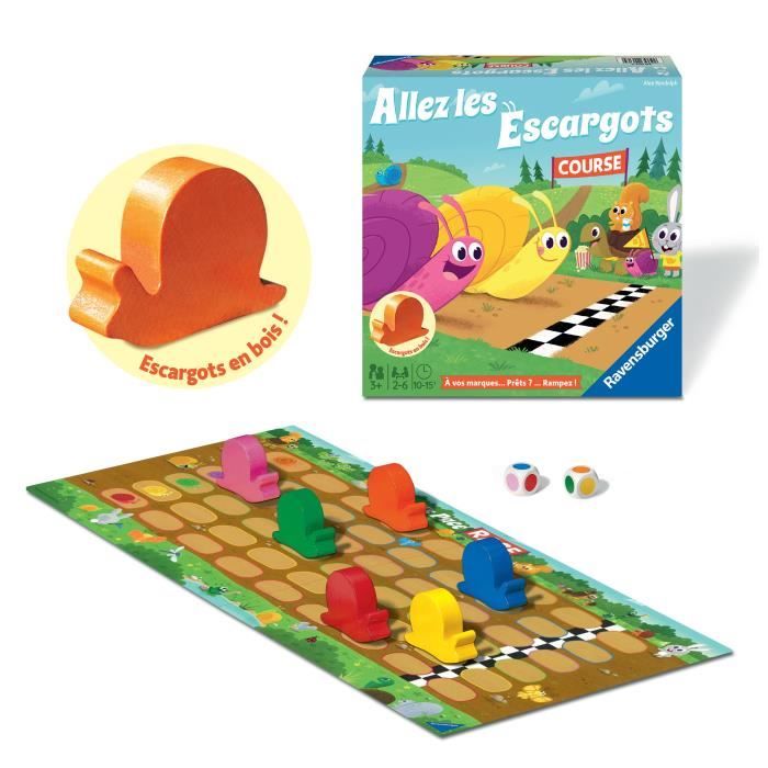 Allez les escargots - Ravensburger - Jeu de société enfants - Jeu de parcours - 2 a 6 joueurs - Des 3 ans