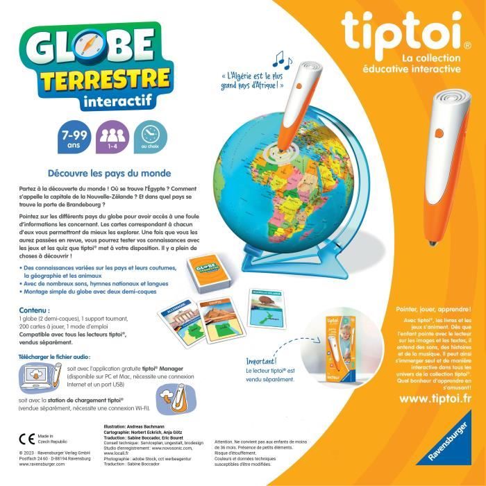 tiptoi Globe terrestre interactif, 00000191, 7 ans, Ravensburger