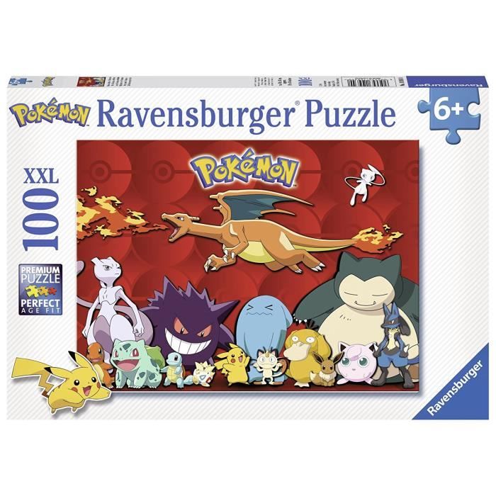 Puzzle 100 pieces XXL Pokémon préférés - Ravensburger - Paysage et nature - Rouge - 6 ans