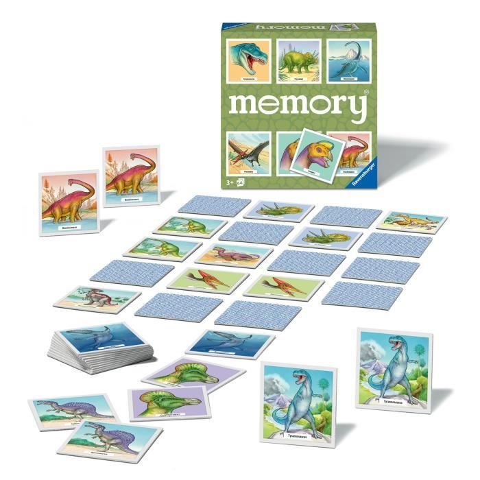 Grand memory Dinosaures, Jeu Educatif, association et mémorisation, A partir de 3 ans, 20924, Ravensburger