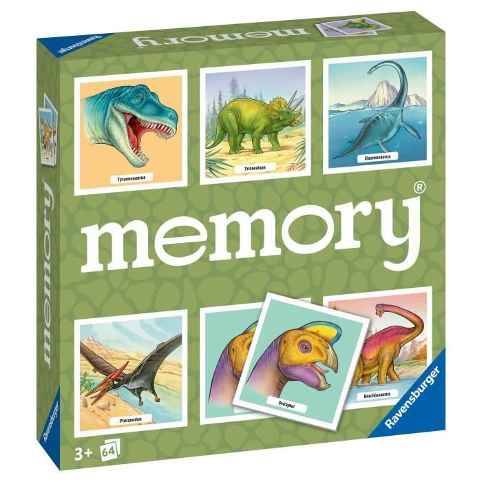 Grand memory Dinosaures, Jeu Educatif, association et mémorisation, A partir de 3 ans, 20924, Ravensburger