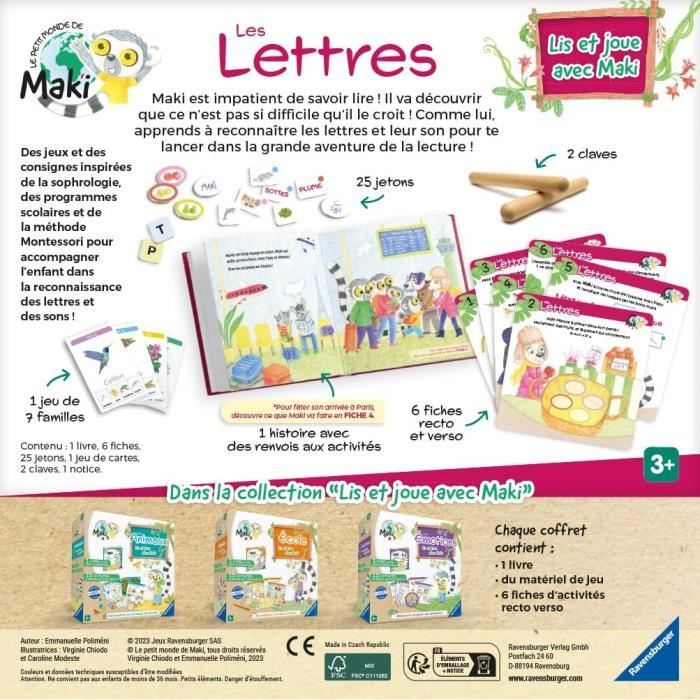 Maki apprend a lire - Les lettres - Premier jeu de société pour enfants - a partir de 3 ans - 22358 - Ravensburger