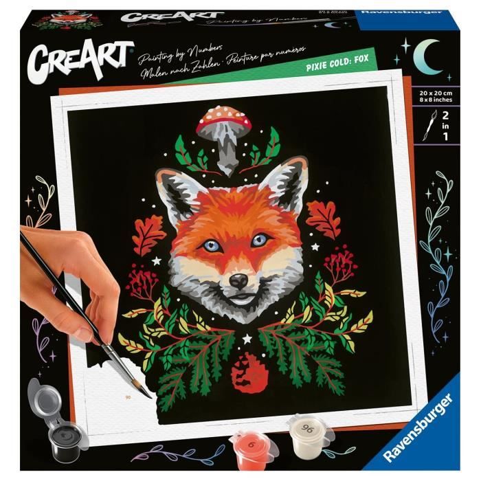 CreArt Fox / Renard 20x20 cm - format carré - Peinture par numéros  Des 12 ans  Ravensburger - 23511