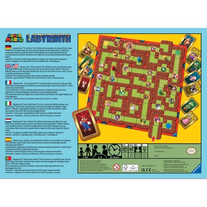 Labyrinthe SUPER MARIO, Jeu de société famille, Chasse au trésor dans un labyrinthe en mouvement, Des 7 ans, Ravensburger