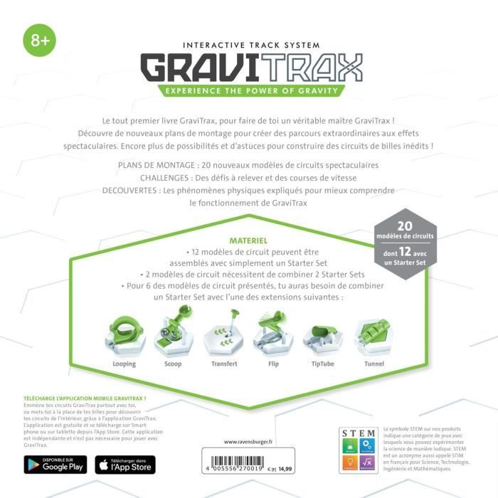 Livre GraviTrax - 110 pages d'astuces et défis - Jeu de construction STEM - Circuit de billes créatif - Ravensburger - des 8 ans