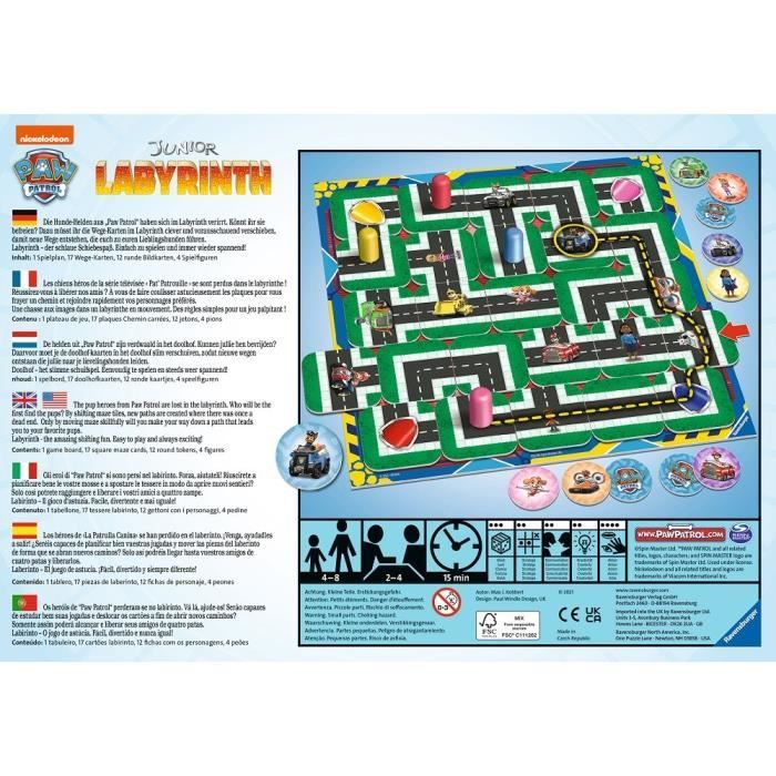 PAT'PATROUILLE Labyrinthe Jr - Ravensburger - Jeu de société enfants - Chasse au trésor dans un labyrinthe en mouvement - Des 4 ans