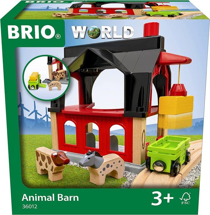 BRIO World - 36012 - Grange des animaux - Accessoire pour circuit de train en bois - Jouet pour garçons et filles des 3 ans