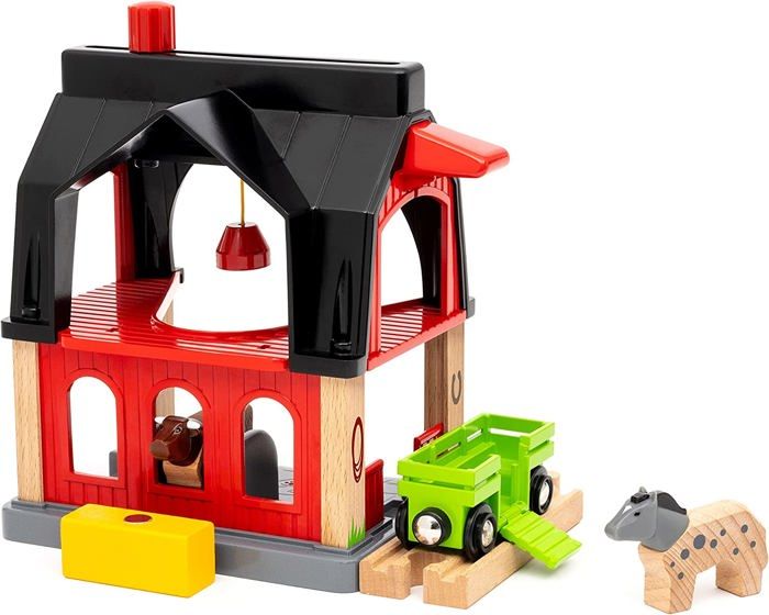 BRIO World - 36012 - Grange des animaux - Accessoire pour circuit de train en bois - Jouet pour garçons et filles des 3 ans