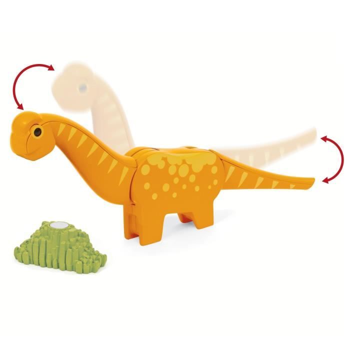 Circuit Dinosaure - Coffret Complet 12 pieces - Action de Jeu sans Pile - Dinosaure Inclus - Circuit de Train en Bois - BRIO World