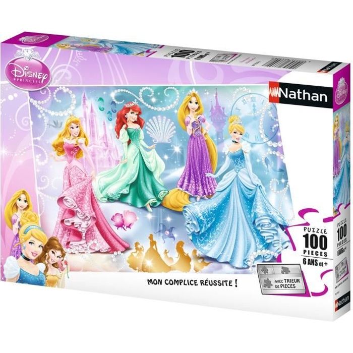 Puzzle 100 pieces - Princesses étincelantes - Disney Princesses - Trieurs de pieces - Nathan