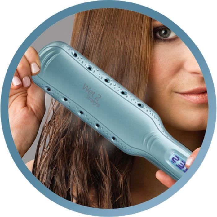 Lisseur Remington Wet2Straight S7350 - Lissage sur cheveux mouillés ou sec - Plaques larges, Soins a l'huile d'argan et Vitamine E