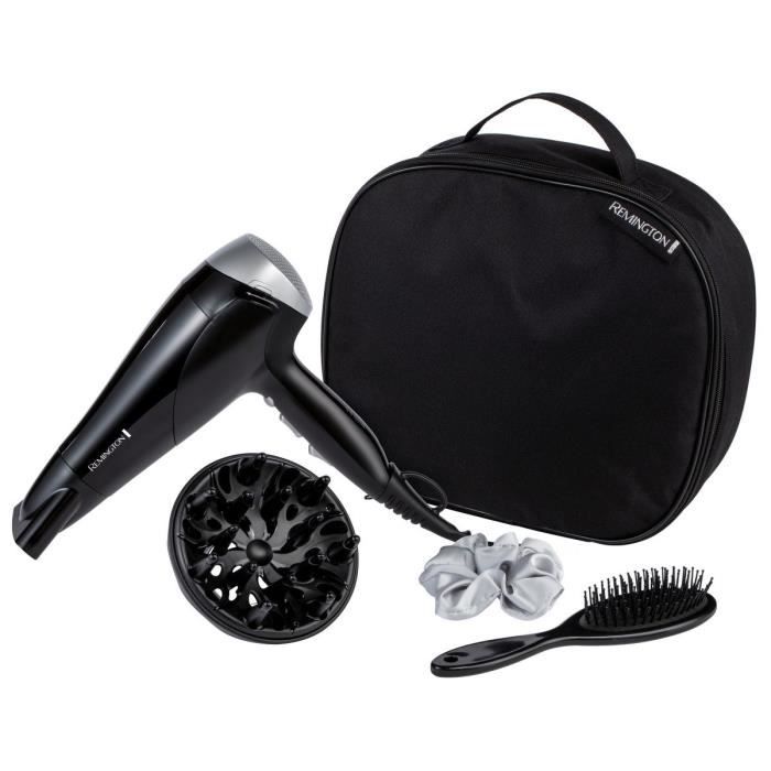 Coffret seche-cheveux Style Edit Remington D3171GP  2200W - Vanity de rangement,Diffuseur, Brosse plate et Chouchou en soie