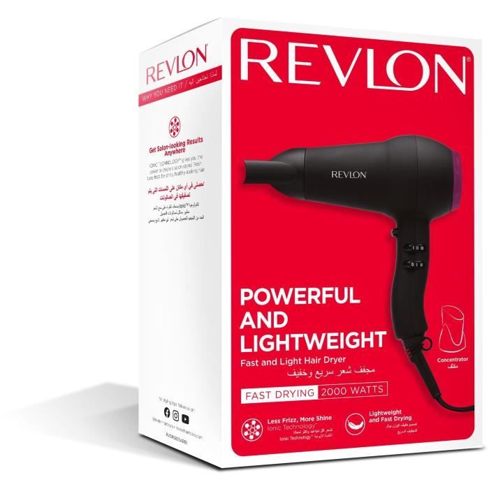 Seche-cheveux REVLON RVDR5823E3 - 2000W - 3 niveaux de chaleur - 2 niveaux de vitesse