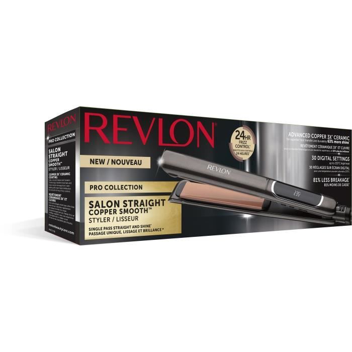 Lisseur REVLON Salon Straight Copper Smoth Styler RVST2175E - plaque céramique - de 80° a 235°C