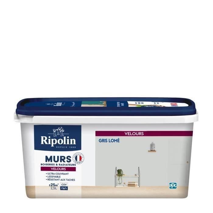 RIPOLIN Peinture Couleur Velours pour Murs, Boiseries Radiateurs - Gris lome