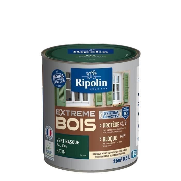 RIPOLIN Peinture Bois Satin Haute Protection 10 ans qui Protege et Magnifie vos Bois - Vert basque