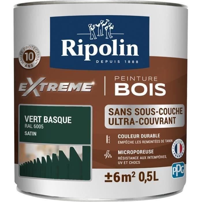 RIPOLIN Peinture Bois Satin Haute Protection 10 ans qui Protege et Magnifie vos Bois - Vert basque