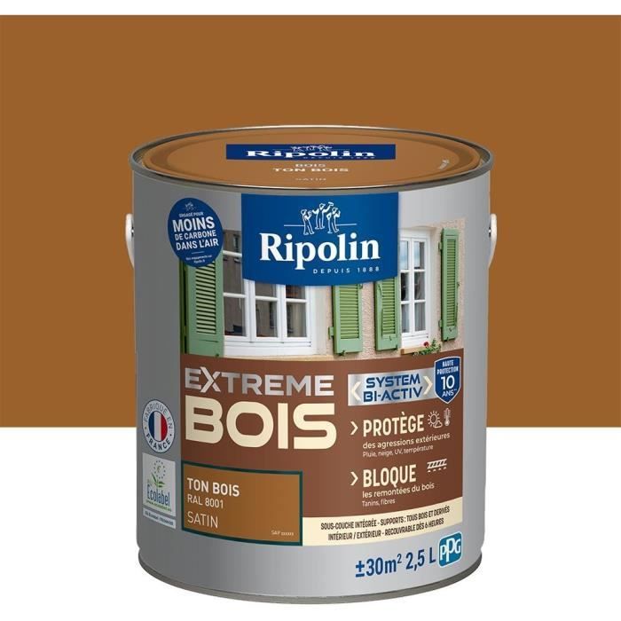 RIPOLIN PROTECTION EXTREME BOIS TON BOIS RAL 800 SATIN 2,5 L