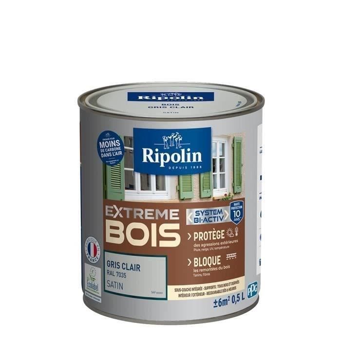 RIPOLIN Peinture Bois Satin Haute Protection 10 ans qui Protege et Magnifie vos Bois - Gris clair