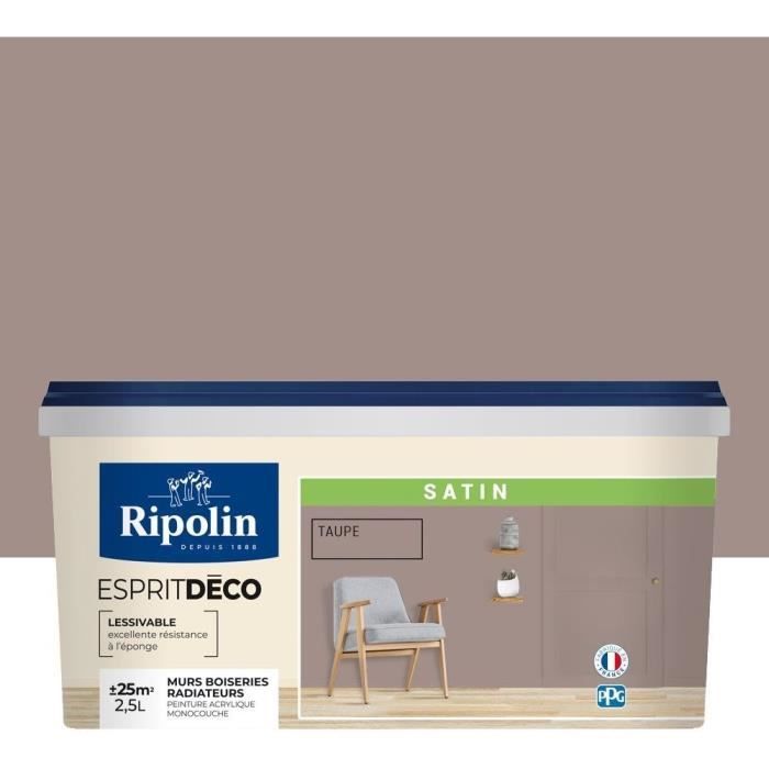 RIPOLIN Peinture murale pour toutes pieces - Taupe satin - 2,5 L