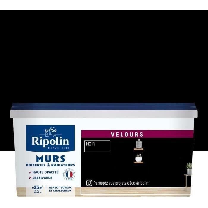 RIPOLIN Peinture Couleur Velours pour Murs, Boiseries Radiateurs - Noir