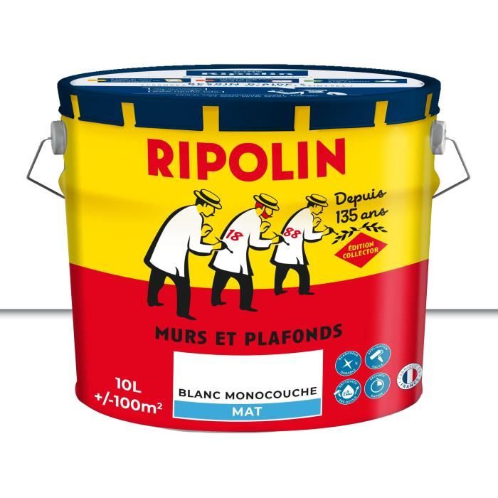 Peinture murs & plafonds - COLLECTOR -  Blanc - Mat - RIPOLIN - 10 L