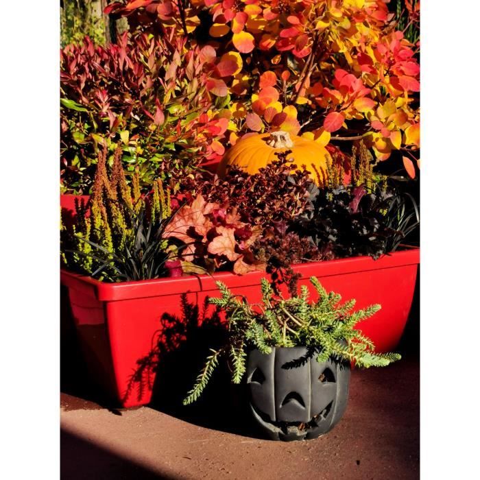 Bac a fleurs RIVIERA EVA - Lot 2 jardinieres - Plastique - 57 cm - Rouge