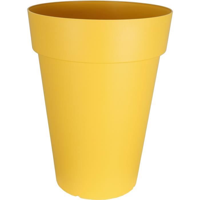 Bac a fleurs RIVIERA SOLEILLA HAUT - Plastique - Hauteur 66 cm - Jaune