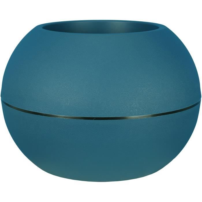 Bac a fleurs rond RIVIERA GRANIT BOULE - Plastique - Diametre 40 cm - Bleu