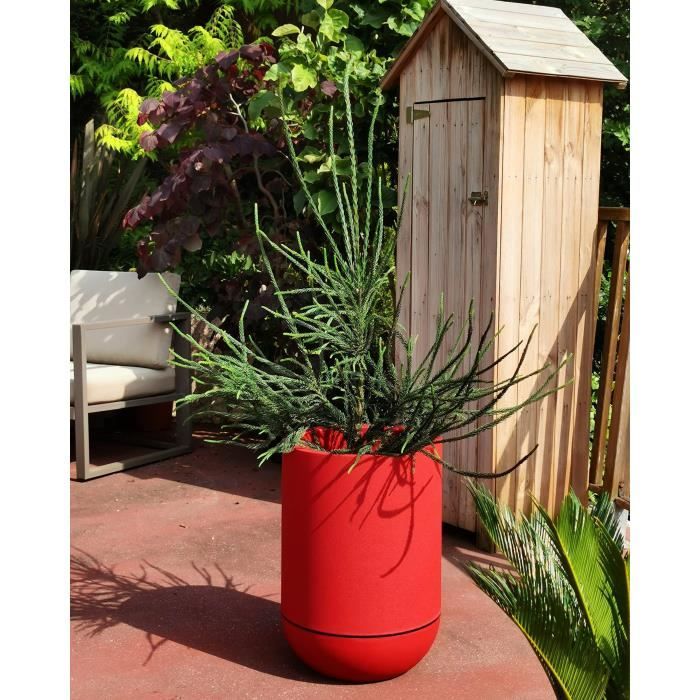 Bac a fleurs - RISS - RIVIERA GRANIT TULIPE - Plastique - Diametre 50 cm - Rouge