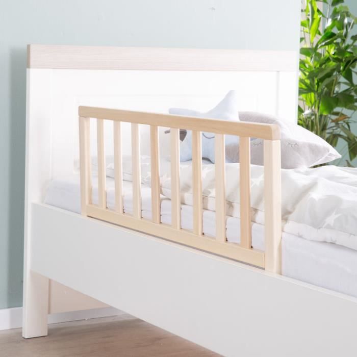 ROBA Barriere de Lit 90 cm - Protection Anti-Chute Sûre pour Bébés et Enfants - de 18 Mois a 5 Ans - Montage Facile - Bois Naturel