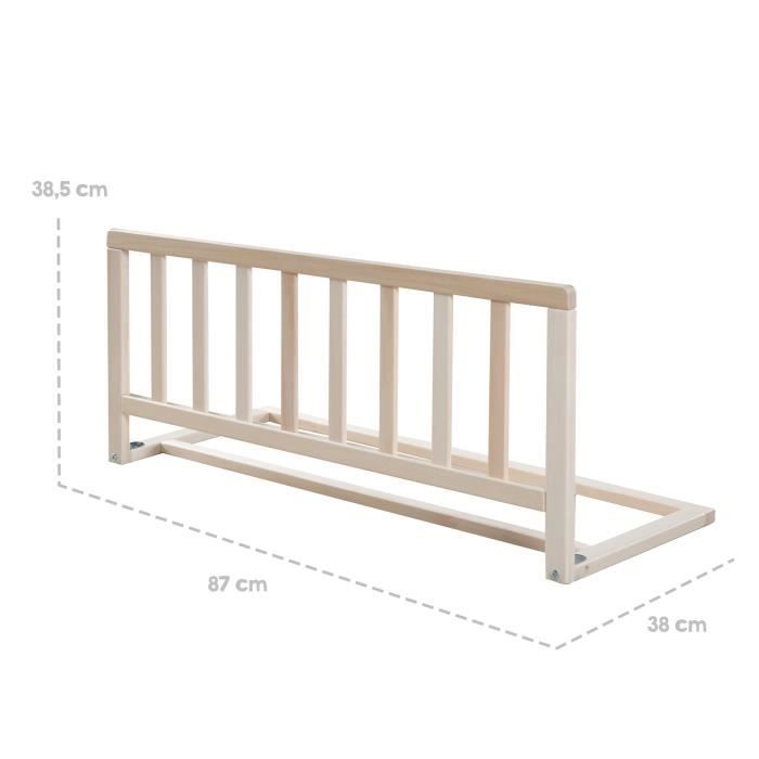 ROBA Barriere de Lit 90 cm - Protection Anti-Chute Sûre pour Bébés et Enfants - de 18 Mois a 5 Ans - Montage Facile - Bois Naturel