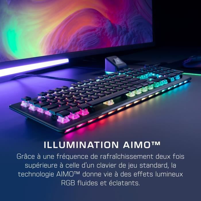 Clavier gamer optique et mécanique - ROCCAT - ROC-12-004 Vulcan II Max - Linéaire - Éclairage RGB - Noir