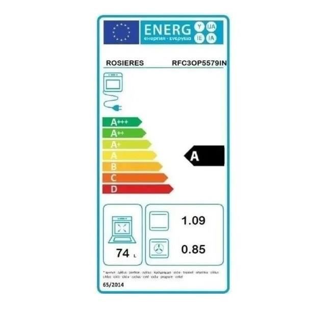 Four encastrable pyrolyse chaleur pulsée ROSIERES RFC3OP5579IN - noir - porte froide - 75l