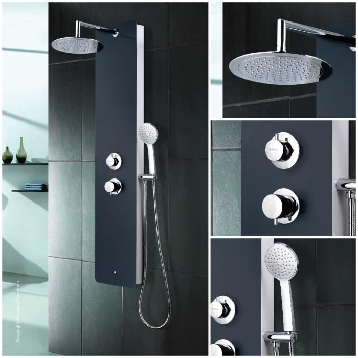 ROUSSEAU Colonne de douche Hydromassante Eris gris anthracite