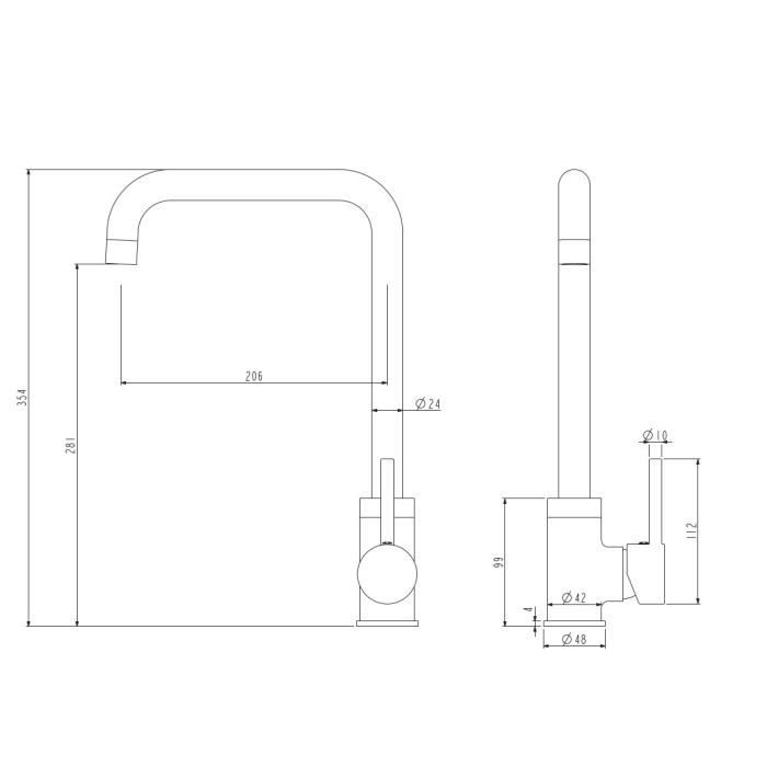 ROUSSEAU Robinet mitigeur de cuisine Kiloo - Sans douchette - Or rose