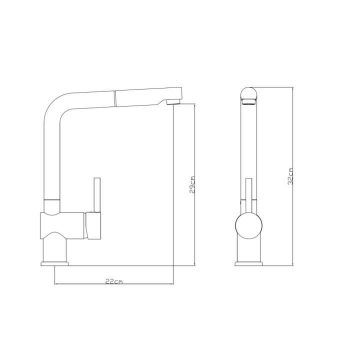 ROUSSEAU Robinet mitigeur de cuisine Matsouko - Avec douchette - Gris inox