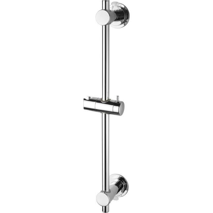 Barre de douche universelle ROUSSEAU - Inox chromé - Longueur 60,5 cm - Diametre 18 mm - Fixation ventouse