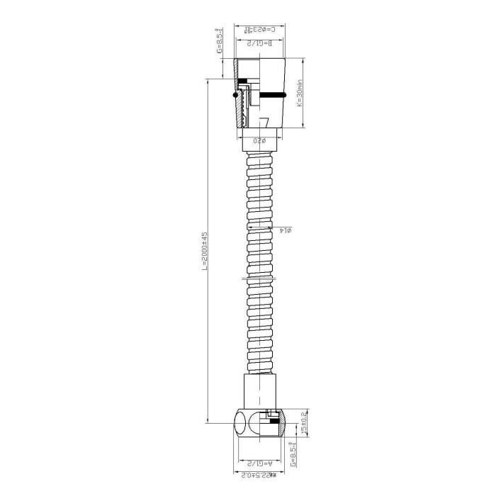 Flexible de douche ROUSSEAU - Inox chromé double agrafage - 2,00m - Certifié NF - Garantie 10 ans