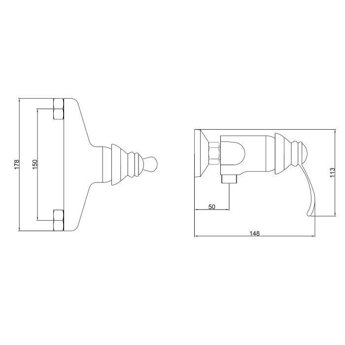 Mitigeur douche - ROUSSEAU - BYRON - cartouche céramique - laiton - chromé