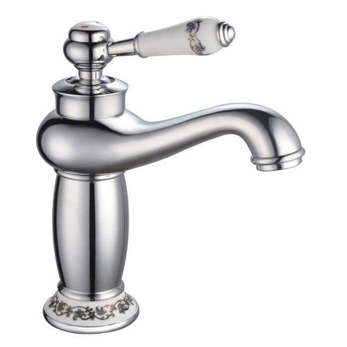 Mitigeur lavabo ROUSSEAU MARPLE chromé - Cartouche céramique Ø 3,5 cm - Aérateur réducteur de débit