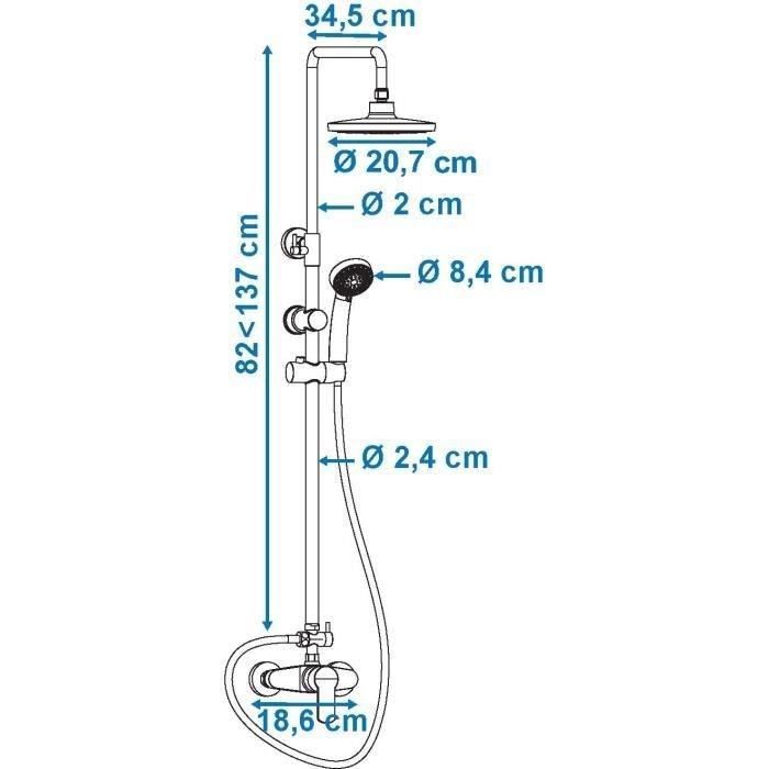 ROUSSEAU Colonne de douche avec robinet mitigeur mécanique Shenti chrome