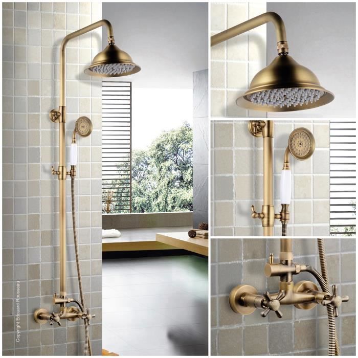 ROUSSEAU Colonne de douche avec robinet mélangeur Retro - Vieux-bronze